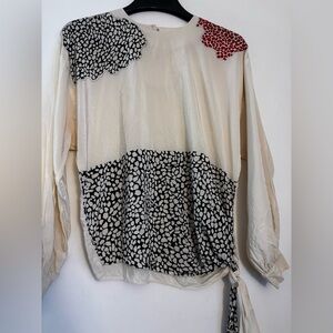 Josephine Chaus Cream and Black Patterned Women's Top